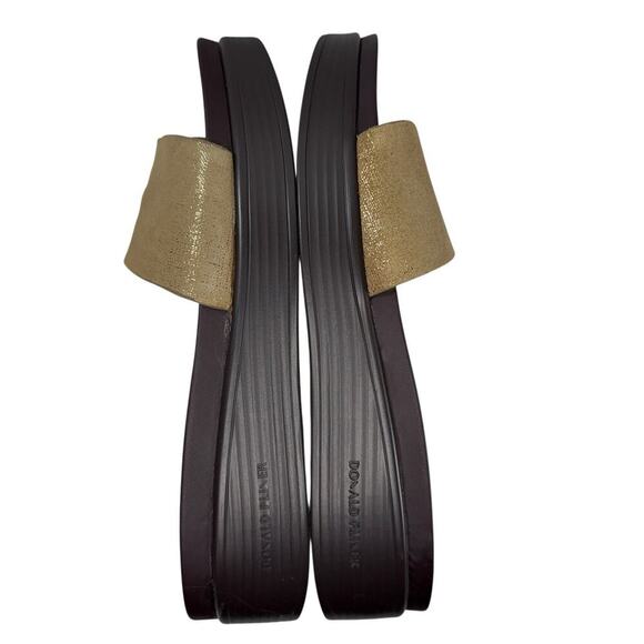 Donald Pliner Wedge Slide Sandal Fifi Leather Size 6 Taupe Metallic Women - Picture 7 of 10